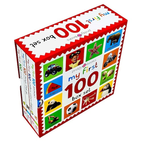 My First 100 Box Set 4 Books Collection (First 100 Words, Numbers Colors Shapes, First 100 Animals & First 100 things that Go)